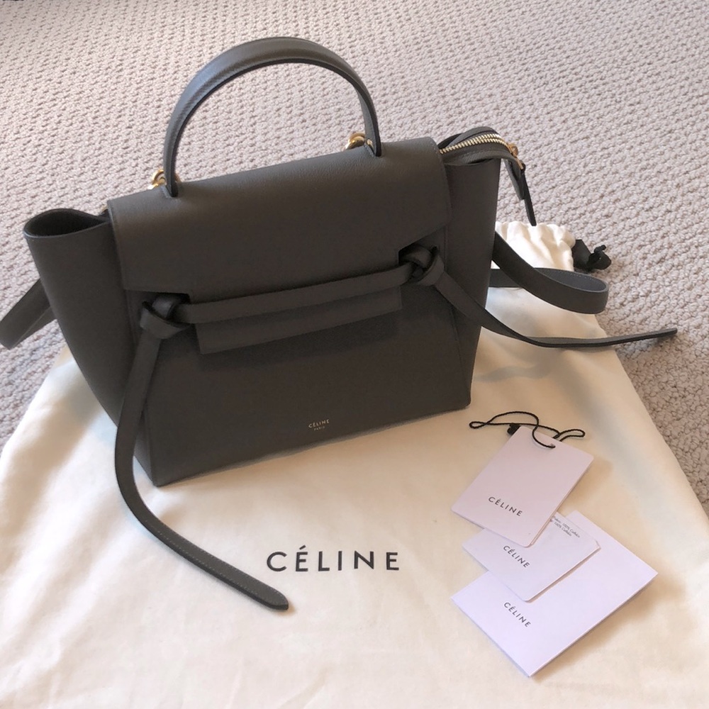 Celine Micro Belt Bag in Grained Calfskin Grey